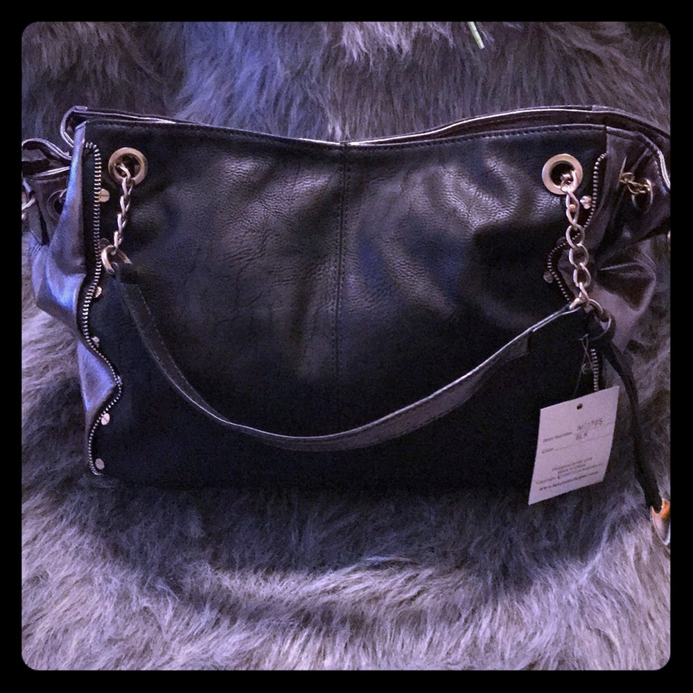 Black vegan leather purse